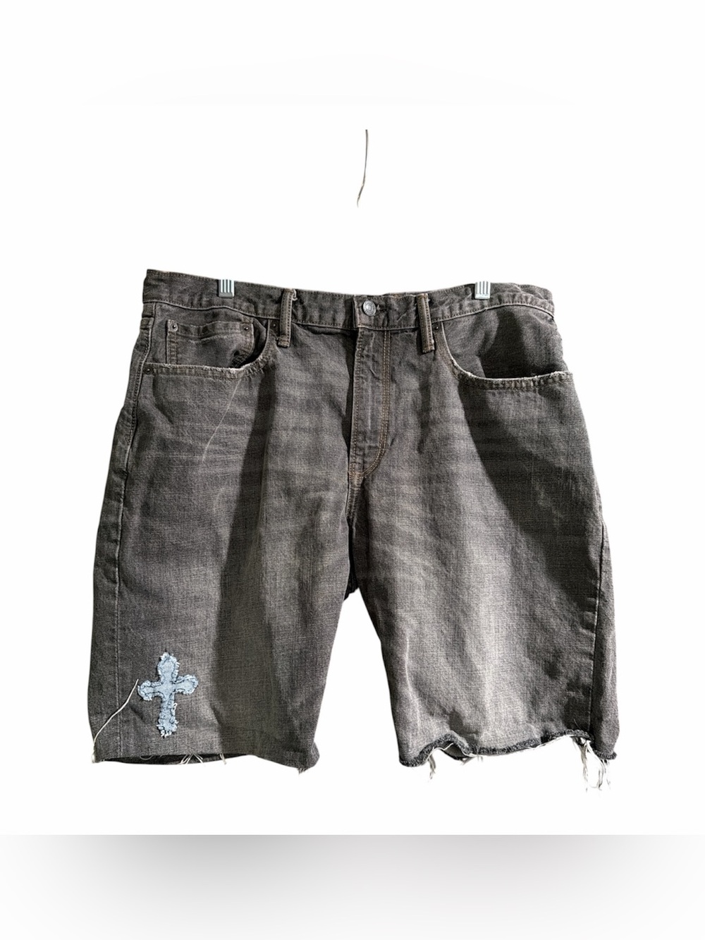 GAP Men’s/Unisex Custom Cut Off Charcoal Embroidered Denim Shorts 36